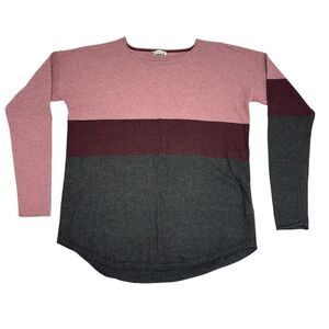 Smartwool Womens Size Medium Shadow Pine Crew Sweater Pink Gray Colorblock